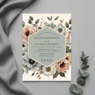 Staubige Rose Botanische Eleganz Hochzeit Einladung