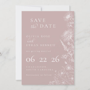 Staubige Rose Botanische Minimale Hochzeit Save th