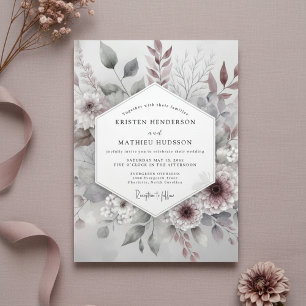 Staubige Rose Botanische Whimsische Hochzeit Einladung