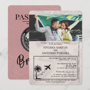 Staubige Rose Brasilien Reisepass Hochzeitseinladu Einladung