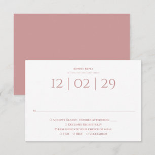 Staubige Rose Einfache Besondere Datum Hochzeit RSVP Karte