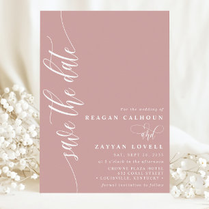 Staubige Rose Einfache Moderne Schrift Save The Da Date
