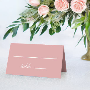 Staubige Rose Einfache Pink Weiße Kalligrafie Hoch Platzkarte
