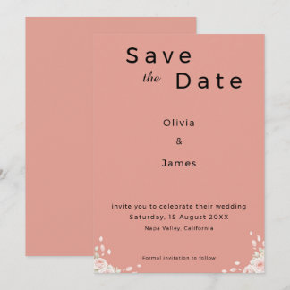 Staubige Rose Elegant Minimalistisch Geflüsterte B Save The Date