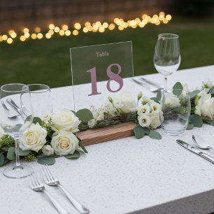 Staubige Rose Elegante Hochzeitstisch-Nummer Acrylschild