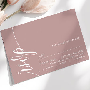 Staubige Rose Elegante Kalligrafie Hochzeits-RSVP- RSVP Karte