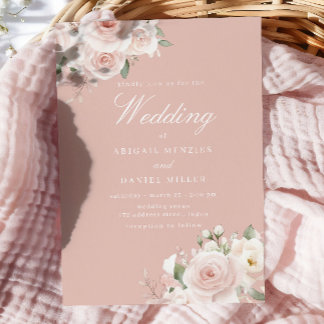 Staubige Rose Elegante Rosafarben Hochzeit Einladung