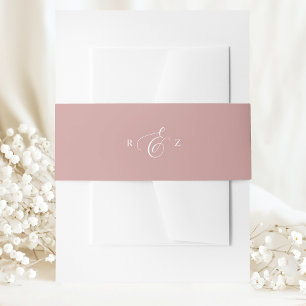 Staubige Rose Elegantes Einfaches Monogramm Hochze Einladungsbanderole
