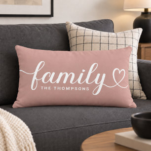 Staubige Rose Family Heart-Schrift-Monogramm Lendenkissen