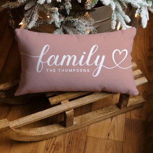 Staubige Rose Family Heart-Schrift-Monogramm Lendenkissen