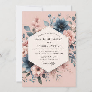 Staubige Rose Florale Eleganz Hochzeit Einladung