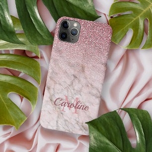 Staubige Rose Gold Glitter Rouge Pink Marmormuster iPhone 16 Pro Max Hülle
