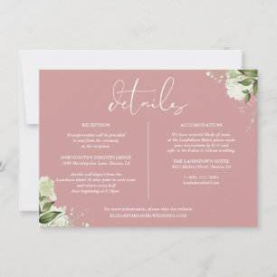 Staubige Rose Greenery Hochzeitsdetails Informatio Einladung