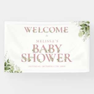 Staubige Rose Grüner Buchstabe Baby Shower Begrüßu Banner