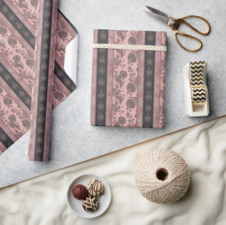 Staubige Rose & Holzkohleschwarz Geschenkpapier