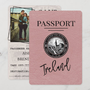 Staubige Rose Irland Reisepass Save The Date