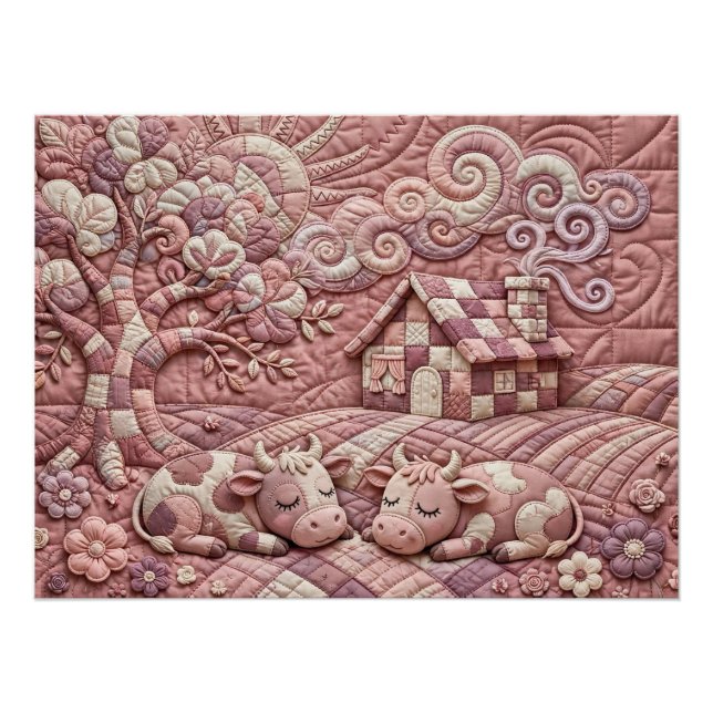 Staubige Rose Malerische Patchwork-Idylle  Poster (Vorderseite)