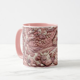 Staubige Rose Malerische Quilt-Kühe Patchwork-Idyl Tasse