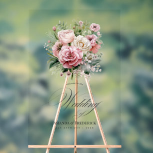 Staubige Rose, Minzgrün und Blush-Blumenhochzeit Acrylschild