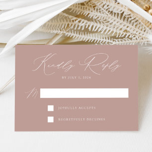 Staubige Rose Moderne Eleganz Hochzeit RSVP Karte