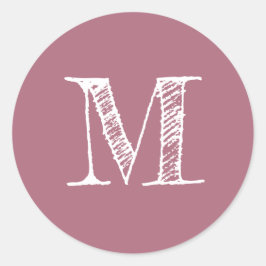 Staubige Rose Monogramm Initiale Runder Aufkleber