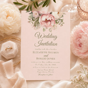 Staubige Rosé-Pfingstrosen-Hochzeitseinladung Einladung