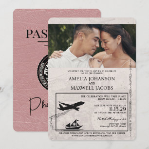 Staubige Rose Philippinen Reisepass Hochzeitseinla Einladung