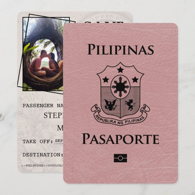 Staubige Rose Philippinen Reisepass Save The Date (Vorne/Hinten)