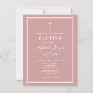 Staubige Rose Pink Elegante Border-Tauf Einladung Postkarte