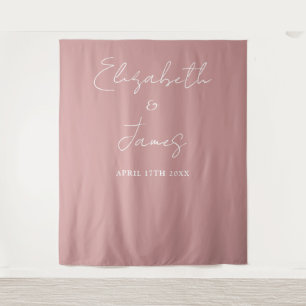 Staubige Rose Pink Minimalist Hochzeitsfoto Hinter Wandteppich