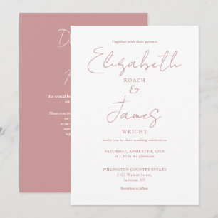 Staubige Rose Pink Minimalistische Elegante QR-Cod Einladung