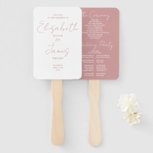 Staubige Rose Pink Minimalistische Schrift Hochzei Fächer