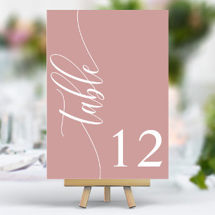 Staubige Rose Pink Moderne Kalligrafie Hochzeit Tischnummer