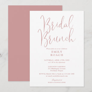 Staubige Rose Pink Moderne Schrift Brautstrauß Dus Einladung