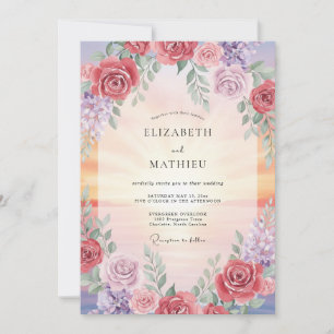 Staubige Rose Romantische Blütenhochzeit Einladung