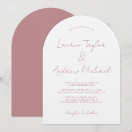 Staubige Rose Romantische Moderne Bogenhochzeit Einladung