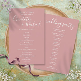 Staubige Rose-Signatur-Skript-Hochzeitsprogramm