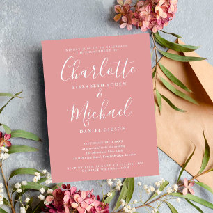 Staubige Rose Signature Schriftzug Verlobungsfeier Einladung