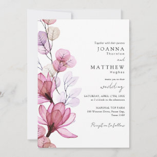 Staubige Rose Transparenter Floraler QR-Code Hochz Einladung