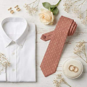Staubige Rose und Champagner Mikro-Blumen Vintage Krawatte