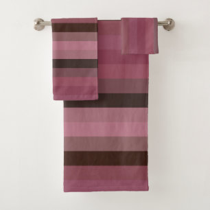 Staubige Rose und Cocoa Braun Soft Stripe Palette Badhandtuch Set