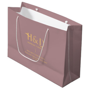 Staubige Rose- und Gold-Monogramm-Hochzeits-Willko Große Geschenktüte