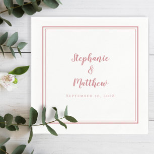 Staubige Rose und weiße einfache moderne Hochzeits Serviette