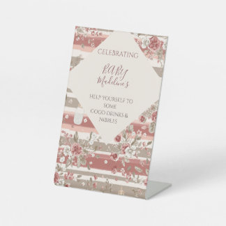 Staubige Rose Vintage Floral Baby Girl Shower Sockelschild
