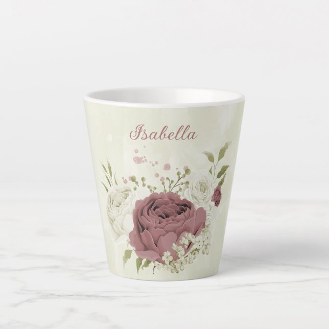 staubige Rose, weiße Blume Milchtasse (Vorderseite)