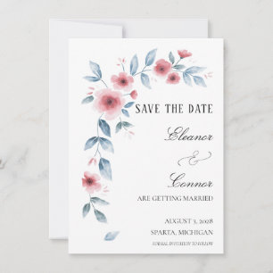 Staubige Rosen-Aquarell-Blumen Save-the-Date Save The Date