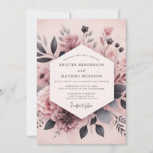 Staubige Rosen-Asche-Blüten-Hochzeit Einladung