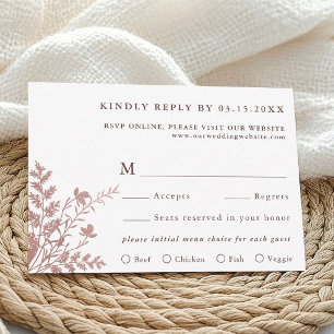 Staubige Rosen-Botanical-Hochzeitsmahlzeit-Auswahl RSVP Karte