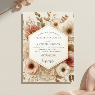 Staubige Rosen-Botanik-Blütenhochzeit Einladung