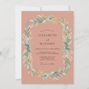 Staubige Rosen-Botanik-Lorbeer-Hochzeit Einladung